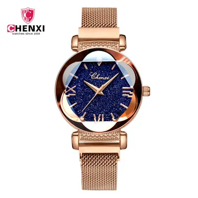 

CHENXI Girl Magnet Mesh Belt Rose Gold Quartz Women Fashion Elegant Wrist Watch New Ladies Brand Luxury Gypsophila Waterproof