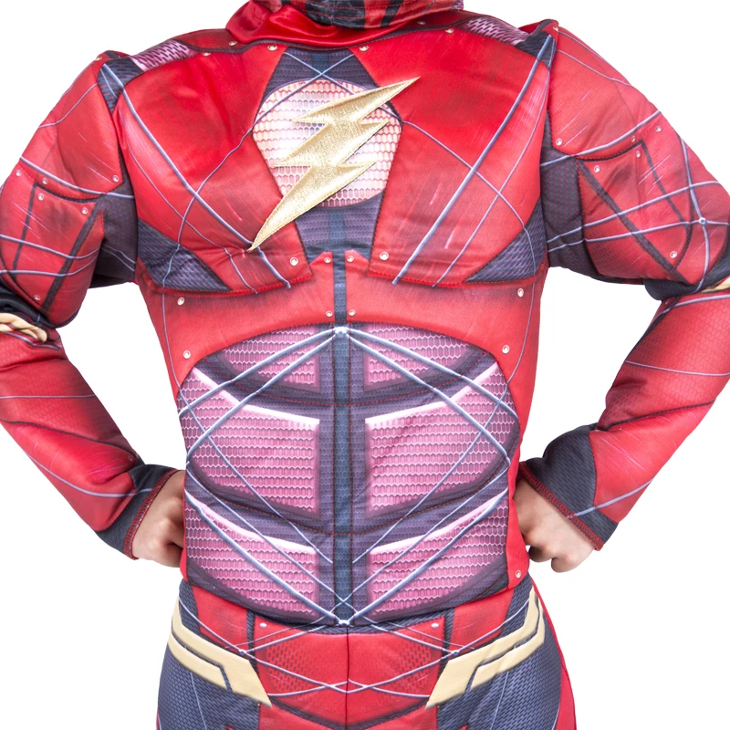 The Flash Muscle Superhero Fancy Dress Kids Fantasy Comics Movie Carnival Party Halloween Flashman Cosplay Costumes