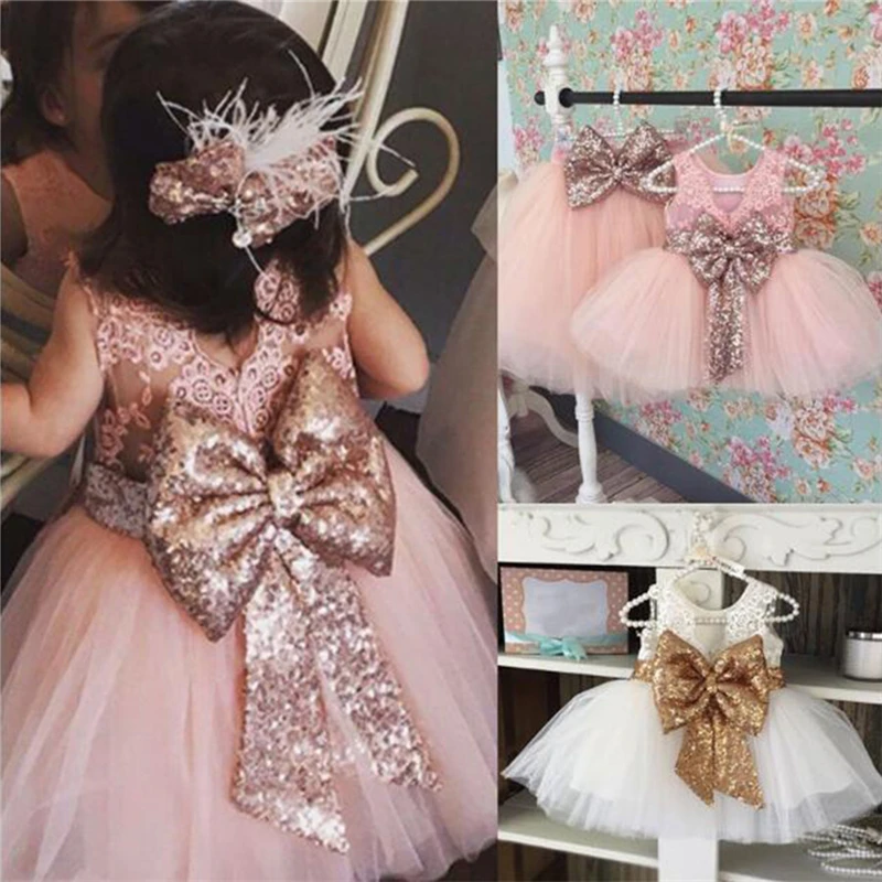 Свадебное платье принцессы на Рождество и год для новорожденных; платье-пачка с цветочным узором для девочек; праздничная одежда с бантом; vestido infantil