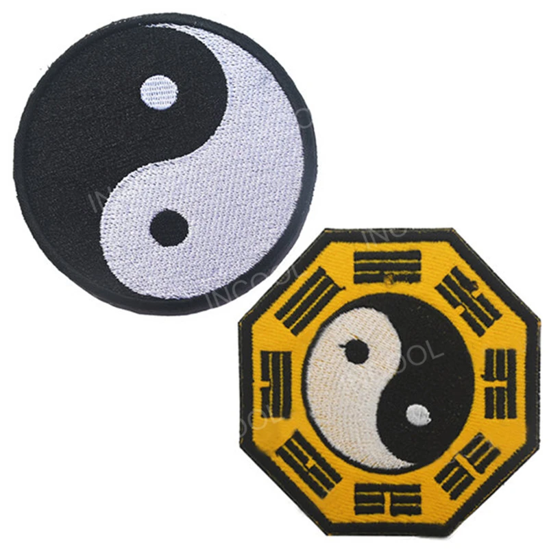 

3D Chinese Tai Chi Embroidery Patch Yin Yang Tactical Military Army Morale Patches Combat Emblem Appliques Embroidered Badges