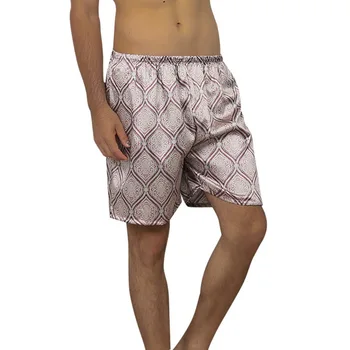 

2019 Mens Casual Loose Satin Silk Printed Pajama Shorts Summer Sleepwear Soft Boxer Underwear Sexy Nightwear Underpants Homewear