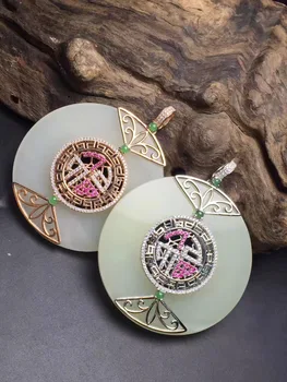 

Fine Jewelry Real 925 Steling Silver s925 Myanmer Origin 100% Natural Jade Gemstone Female Pendant Necklaces Christmas Gift