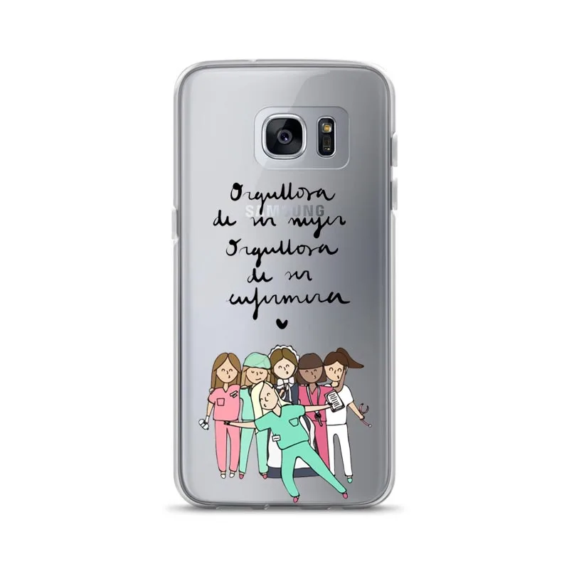 Испанский мультяшный медицинский Доктор Медсестры для samsung Galaxy S6 S7 S8 S9 PLUS S7Edge Note 8 Мягкий ТПУ чехол для мобильного телефона - Цвет: Серый