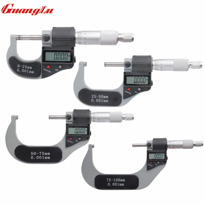 GUANGLU Digital Micrometer 0 25mm/25 50mm/50 75mm/75 100mm Outside