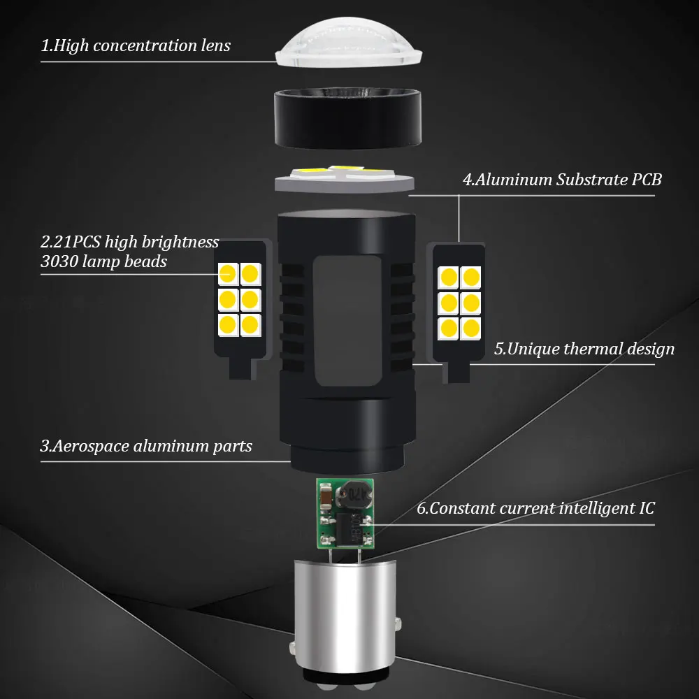 (2) 1157 Led Bulb BAW15D PR21/5W 12495PR LED Auto Leds Bulbs Brake Tail Lamp Car DRL Backup light 12V 24V White Yellow Amber Red/(2) 1157 Led Bulb