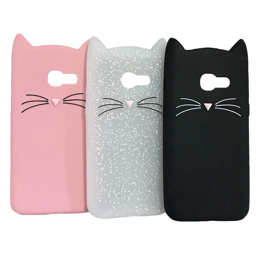 

3D cute Beard cat ears case For Samsung Galaxy A8 Plus 2018 A3 A5 A7 2016 2017 S8 S9 Plus C5 C7 C9 Pro S7 Edge Full Cover Fundas