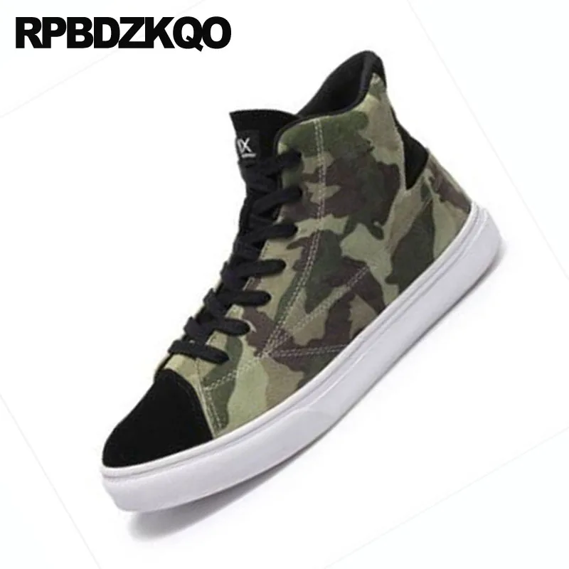 Schuhe Frühling Grün Turnschuhe Berühmte Männer Marke 11 Haut Größe Kuh Trainer Top Lace 47 Skate Tarnung Hohe Leinwand Up Runway Große Wildleder U1PdqwUCx
