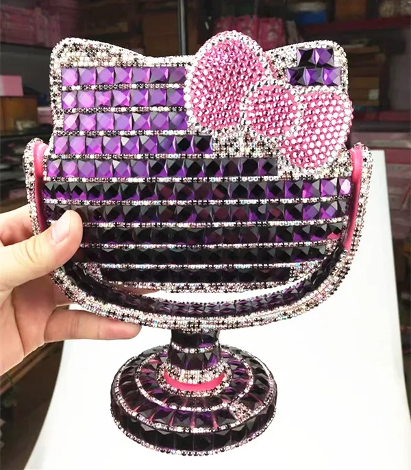 

Multicolor cat head portable desktop rotating makeup mirror