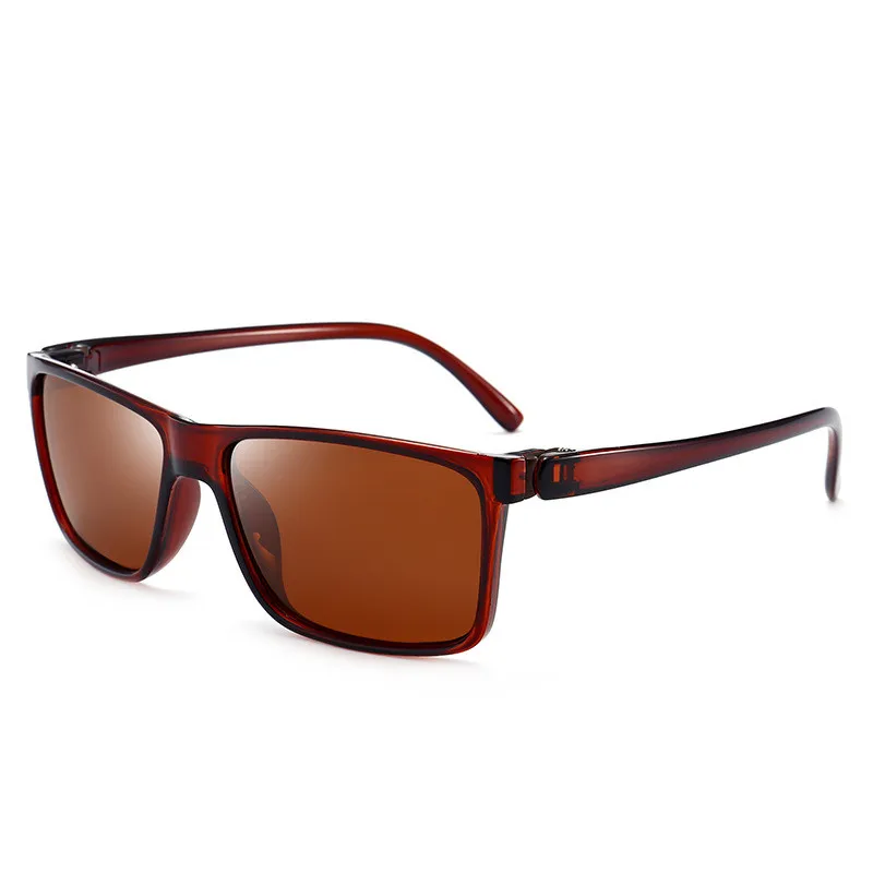 Новые поляризованные солнцезащитные очки мужские винтажные Квадратные Зеркальные Солнцезащитные очки черные синие зеленые UV400 классические водительские затемнённые очки - Цвет линз: tea tea