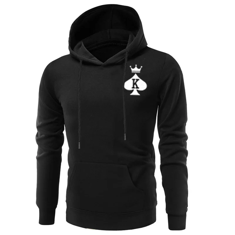  Poshfeel King Queen Crown Print Couple Hoodies Lovers Casual Pocket Hoody Sweatshirt Warm Hooded Pu