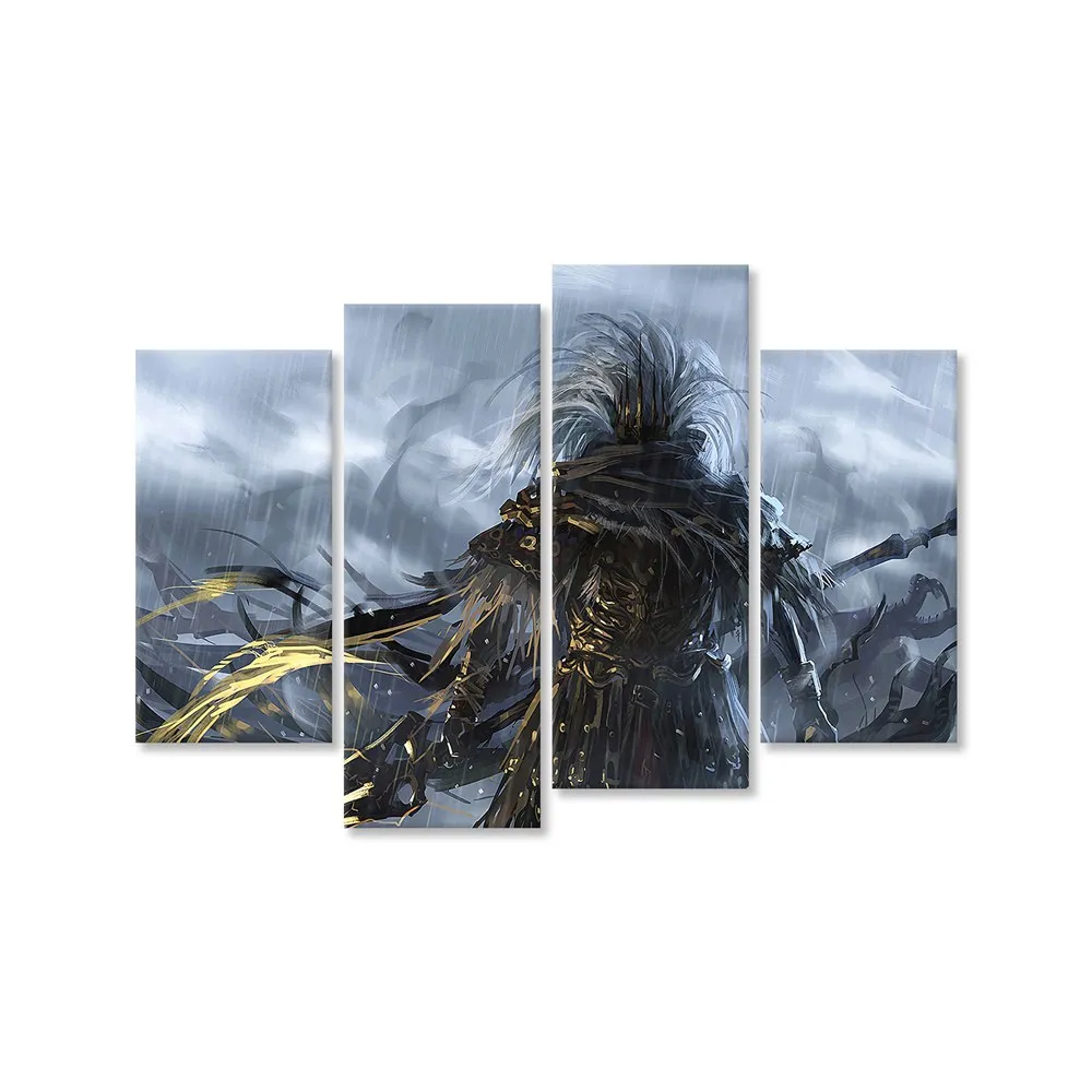 

The Infamous King 4 Panel Large Wall Art Dark Souls 3 Game Modular Picture for Kids Room B0017