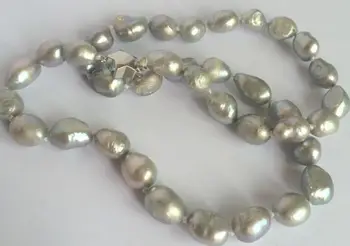 

08148 New 8-9MM SILVER GRAY REAL BAROQUE CULTURED PEARL NECKLACE 5.3