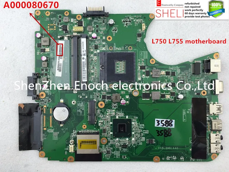 

A000080670 for toshiba satellite L750 L755 laptop motherboard DABLBMB16A0 intel HD graphic chip