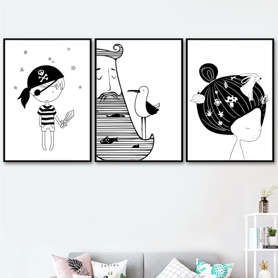 AFFLATUS-Boy-Girl-26-Letters-Nordic-Poster-Wall-Art-Print-Canvas-Painting-Black-White-Wall-Pictures (2)