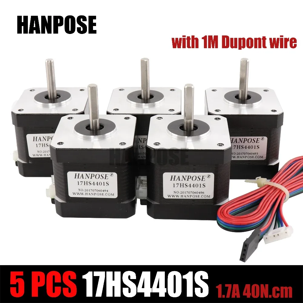 5pcs Free shipping 3D printer 4-lead Nema17 Stepper Motor 42 motor Nema 17 motor 42BYGH 1.7A (17HS4401S) motor with DuPont line