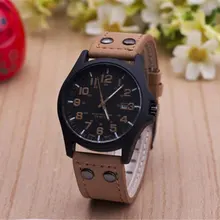 Nouvelle Marque De Mode Sport de Course Militaire Montre À Quartz En Cuir Montres Cadeau pour Hommes Mâle Garçon Noir Brun/w Calendrier