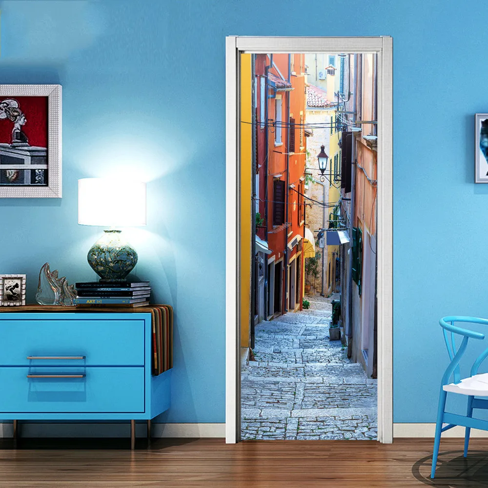 Индивидуальный размер/77x200 см Ретро Уличная Дверь Наклейка ПВХ самоклеющиеся обои DIY водонепроницаемый домашний декор Фреска Наклейка для гостиной