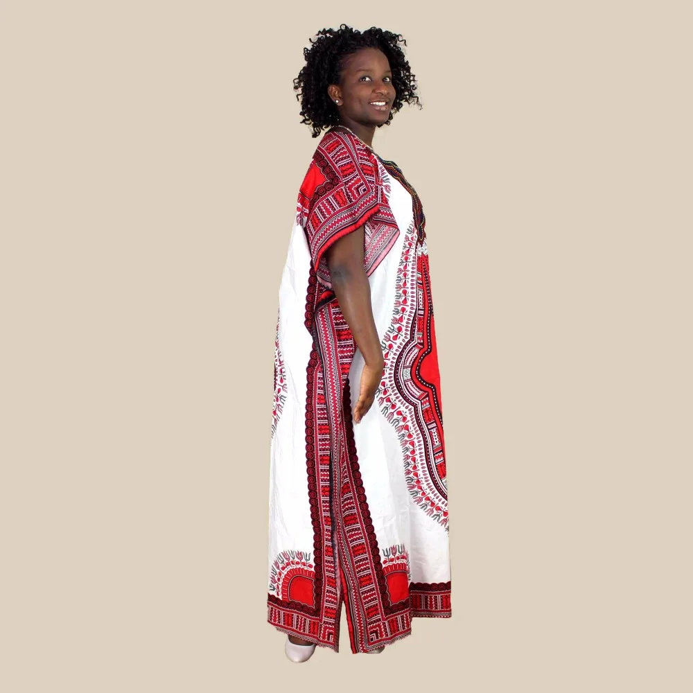 Размера плюс Винтаж 70s традиционная Женская африканская Дашики платье Вечерние хиппи Анкара Африканский Воск для печати ткань Длинное свободное платье