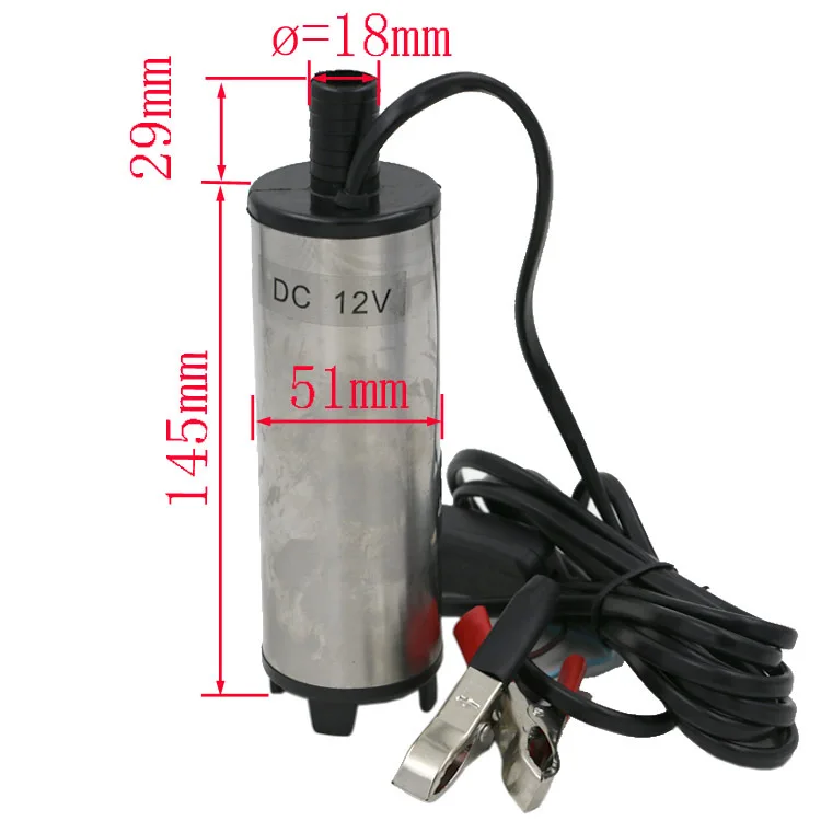 

24V DC Portable Micro-pump 51mm diameter Submersible Pump/ Diesel Pump Oil Self-priming Pump with Alligator clip and Removable