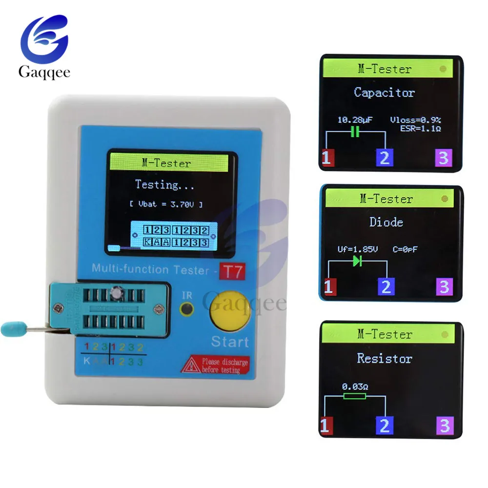 LCR-TC1/T7/TC-T7-H Транзистор тестер TFT Диод Триод измеритель емкости LCR ESR метр NPN PNP MOSFET ИК Многофункциональный тестер mul