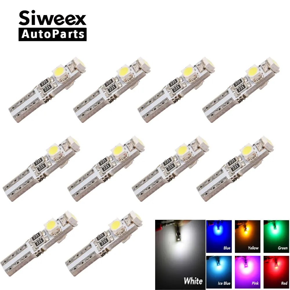 10 шт. T5 светодиодный авто 3 smd 3528 Клин светильник лампа приборная панель