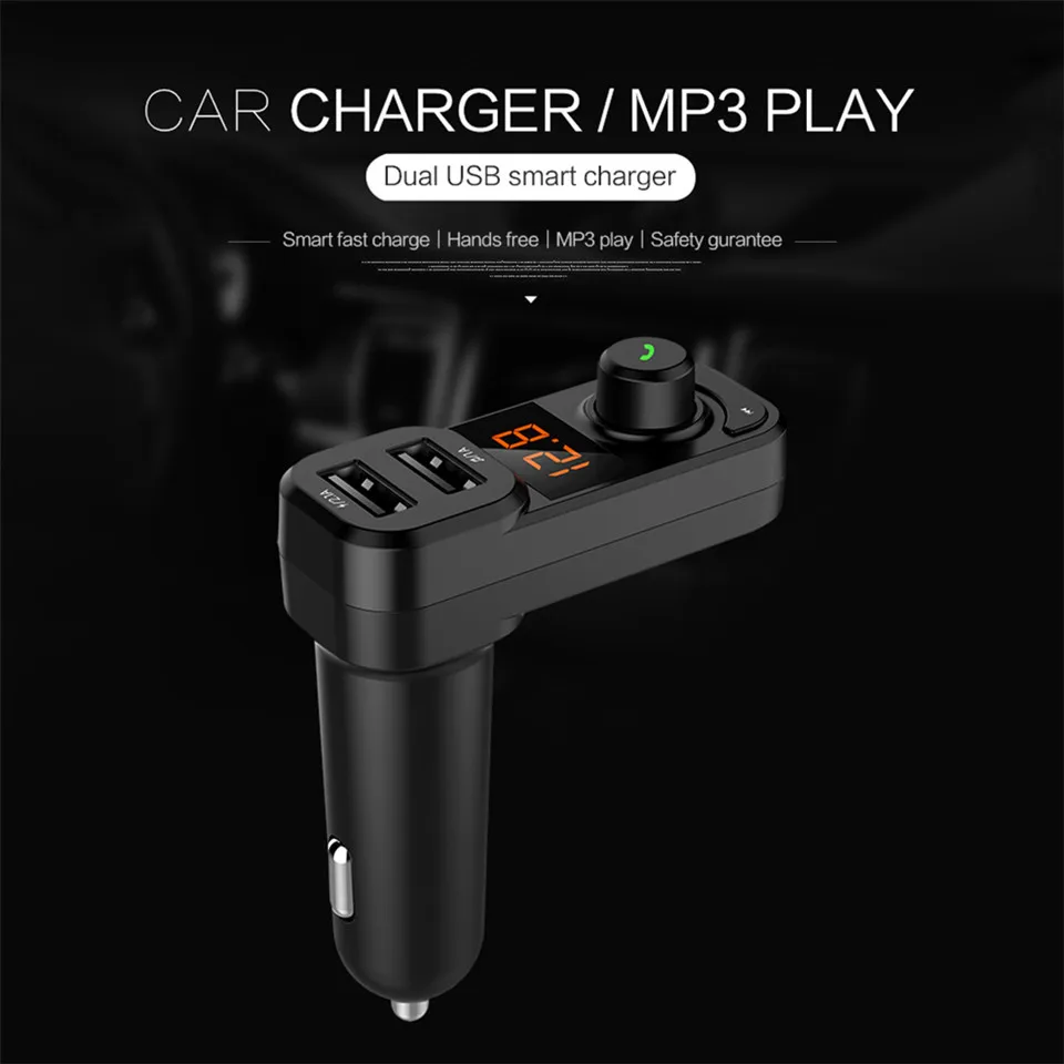 Wireless FM Transmitters Voltage Display Dual USB Car Audio MP3 Player Car Charger Bluetooth Handsfree Car Kits Car Accessories (5)