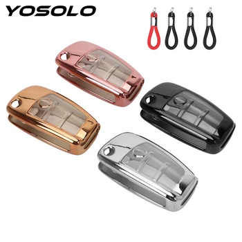 

YOSOLO Protective Key Shell Cover Flip Auto Accessories For Audi Q3 A4L A6L Q5 Q7 A1 A3 Keychain TPU Car Key Case Fob