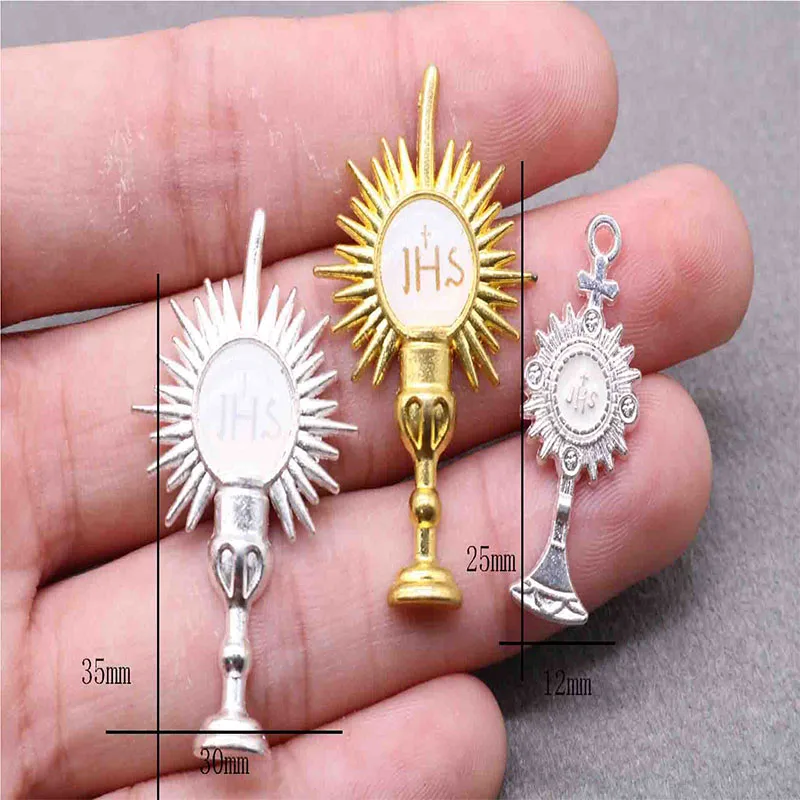 

100 Holy Grail Cross Medal of the Holy Grail Icon Medal. Sacred Jesus Metallic Gold Grail Necklace Pendant