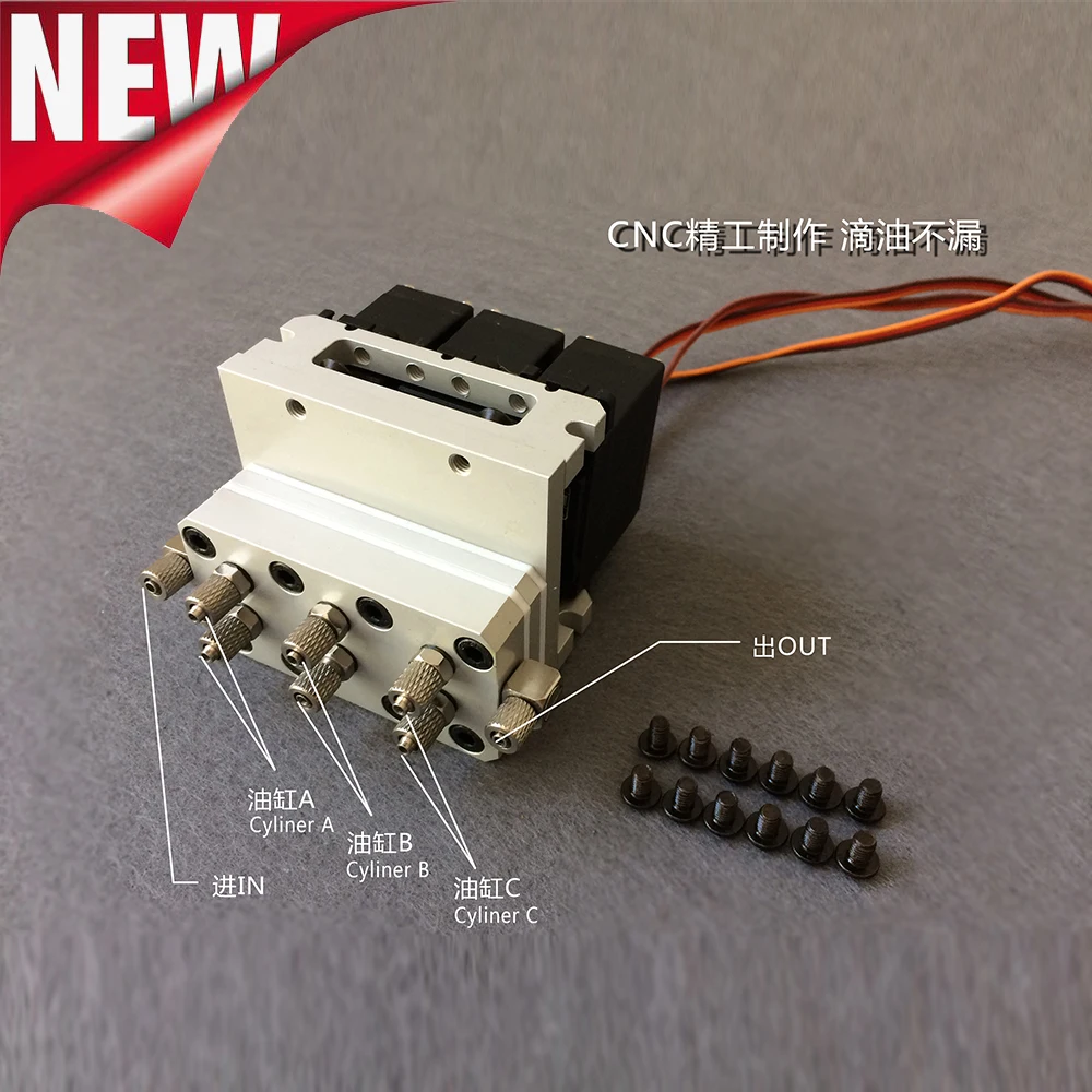 

Three-way directional valve with servo for 1/12 RC excavator Loader, truck model