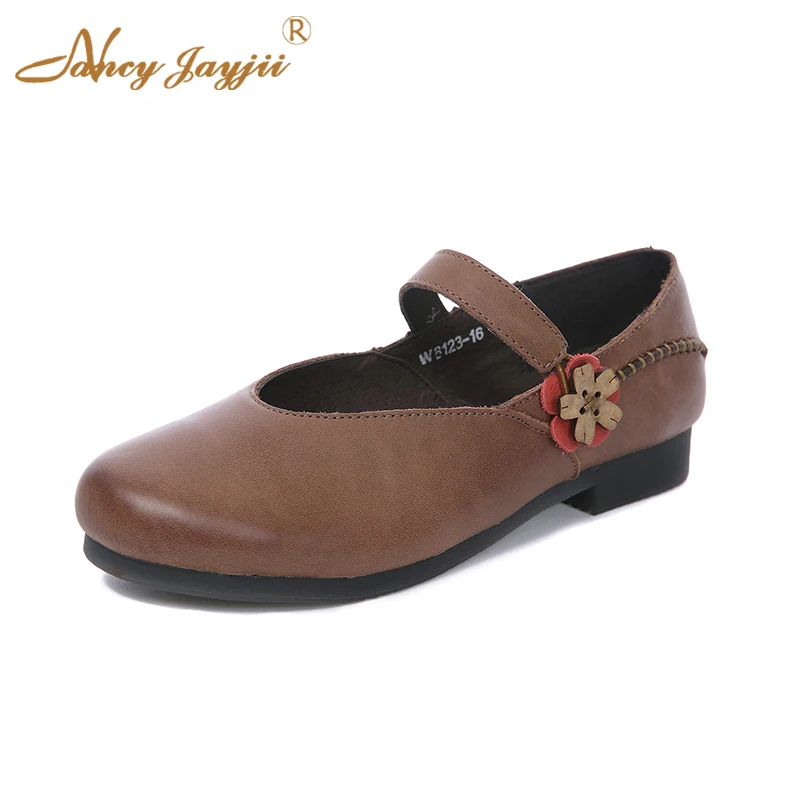 

Spring Genuine Leather Cow Retro Ethnic Pumps Women Female Flower Dress Party Round Toe Snow White Size 37 39 2018 New Designer