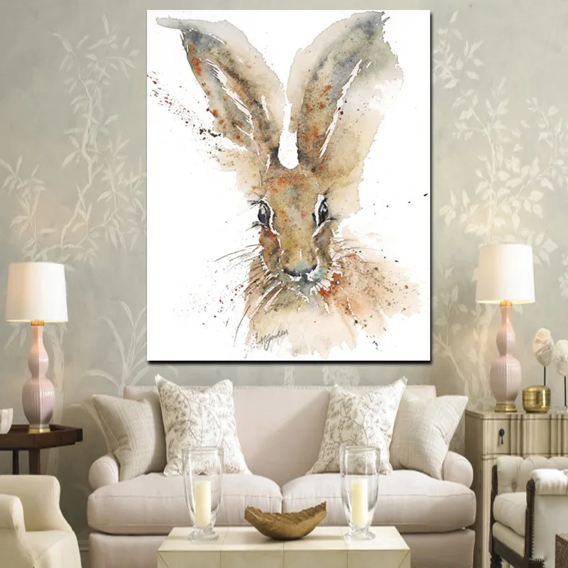 

Abstract Rabbit Rooster Canvas Painting Poster Print Nursery Scandinavian Art Animal Minimalist Wall Picture For Living Room