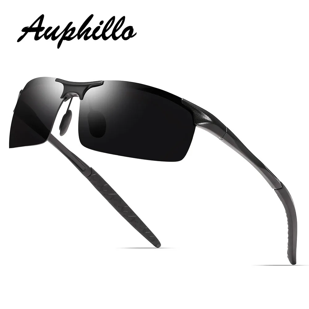 AUPHILLO Photochromic Sunglasses Men Aluminum Magnesium Semi-Rimless Sunglasses Men Polarized Driver's Driving Glasses UV400 AUPHILLO Photochromic Sunglasses Men Aluminum Magnesium Semi-Rimless Sunglasses Men Polarized Driver's Driving Glasses UV400