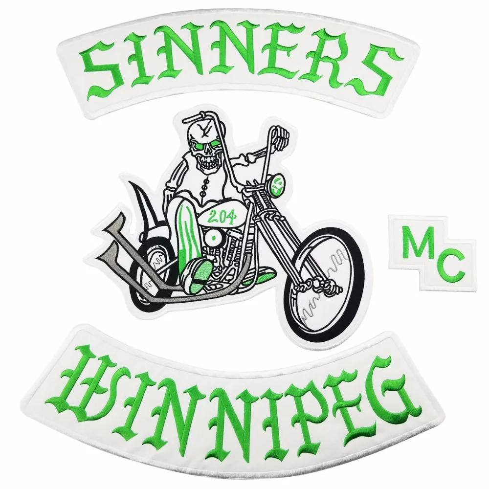 L170822-1 NEW ARRIVAL MC SINNERS EMBROIDERY PATCH MOTORCYCLE CLUB VEST OUTLAW BIKER MC JACKET PUNK IRON ON PATCH FREE SHIPPING (1)