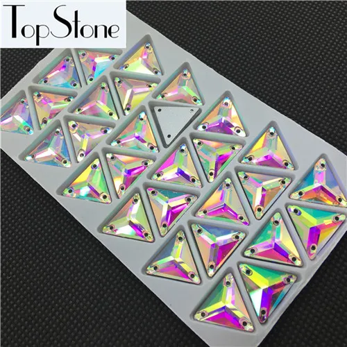 Все размеры цвета 12 мм 16 мм треугольная форма стекло Кристалл пришить стразы с плоской обратной стороной камень для пришивания Ювелирных Изделий Бусины - Цвет: crystal ab