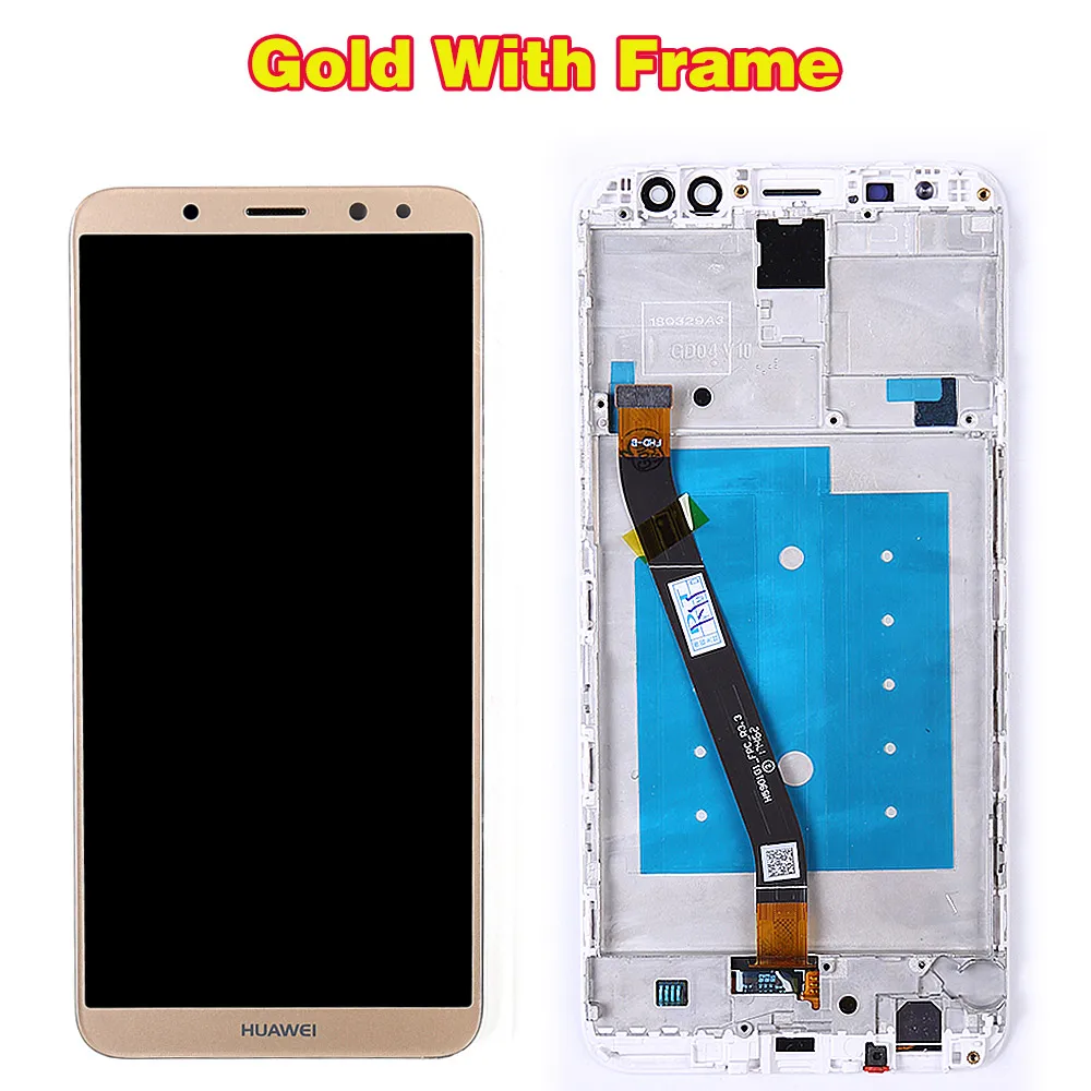 ЖК-дисплей huawei для huawei G10 RNE-AL00/G10 Plus/mate 10 Lite, сенсорный экран, дигитайзер, сенсорная рамка в сборе - Цвет: Gold with Frame