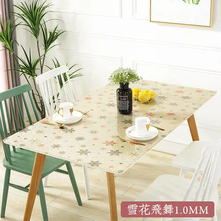

New Arrive Table Cover 1.00mm Soft Glass Transparent PVC Tablecloth Kitchen Table cloth With Pattern Party Supplies