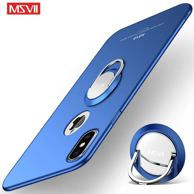 

For iPhone XS Case MSVII Finger Ring Slim Frosted Case For iPhone XS Max Plus Case Metal Car Holder Cove For iPhone Xr X R S Max