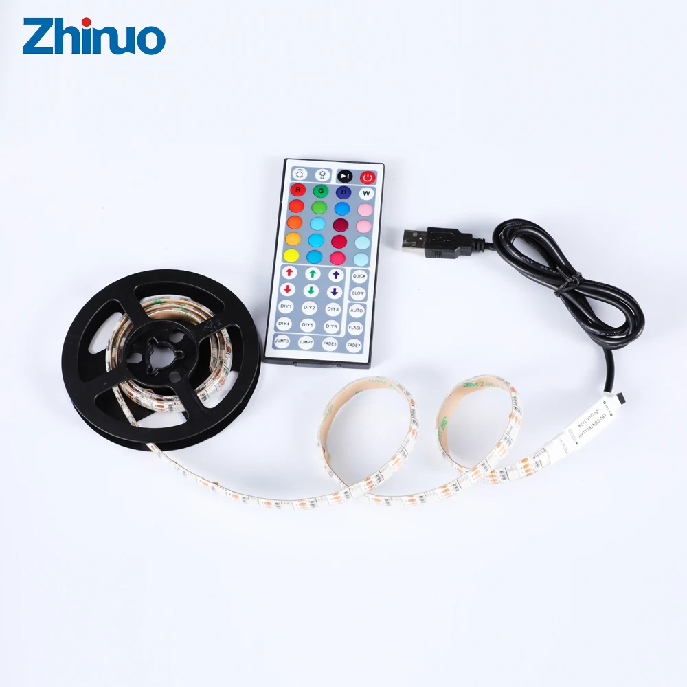 ZHINUO USB В 5 в RGB светодиодные ленты свет лента SMD 5050 лента подсветка лампы для кабинета светодио дный в led s 5 вольт с 44 Ключ дистанционное