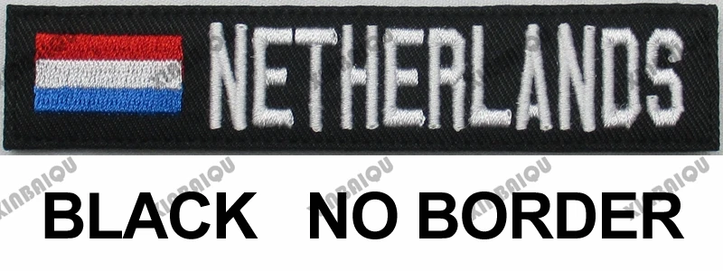 Вышивка пользовательское имя патч Netherlan флаг пользовательское имя нашивка-лента крюк и петля Мультикам зеленый ACU черный AU FG Тан - Цвет: BK Fold