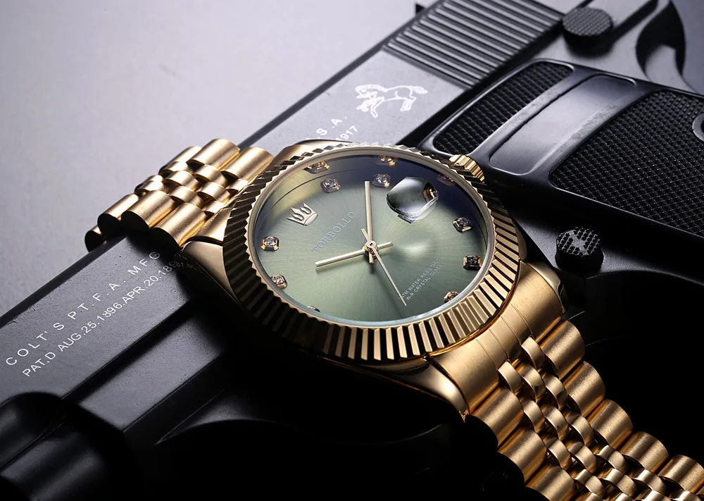 Топ люксовый бренд TORBOLLO Мужские кварцевые часы золотые из нержавеющей стали повседневные наручные часы мужские часы модные Relogio Masculino