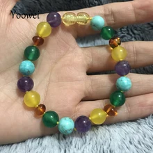 Yoowei для малышей из янтаря ювелирные изделия 8 мм натуральный ювелирный камень, Бирюза Агат, аметист на заказ ювелирные изделия Baltic янтарный браслет ожерелье