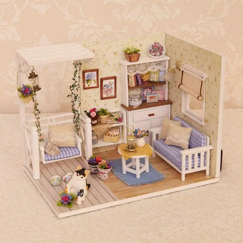 Новая серия 1029 деревянная кукла дом кукла мини пылезащитный чехол 3D деревянный игрушечный дом детские игрушки подарок на день рождения котенок дневник