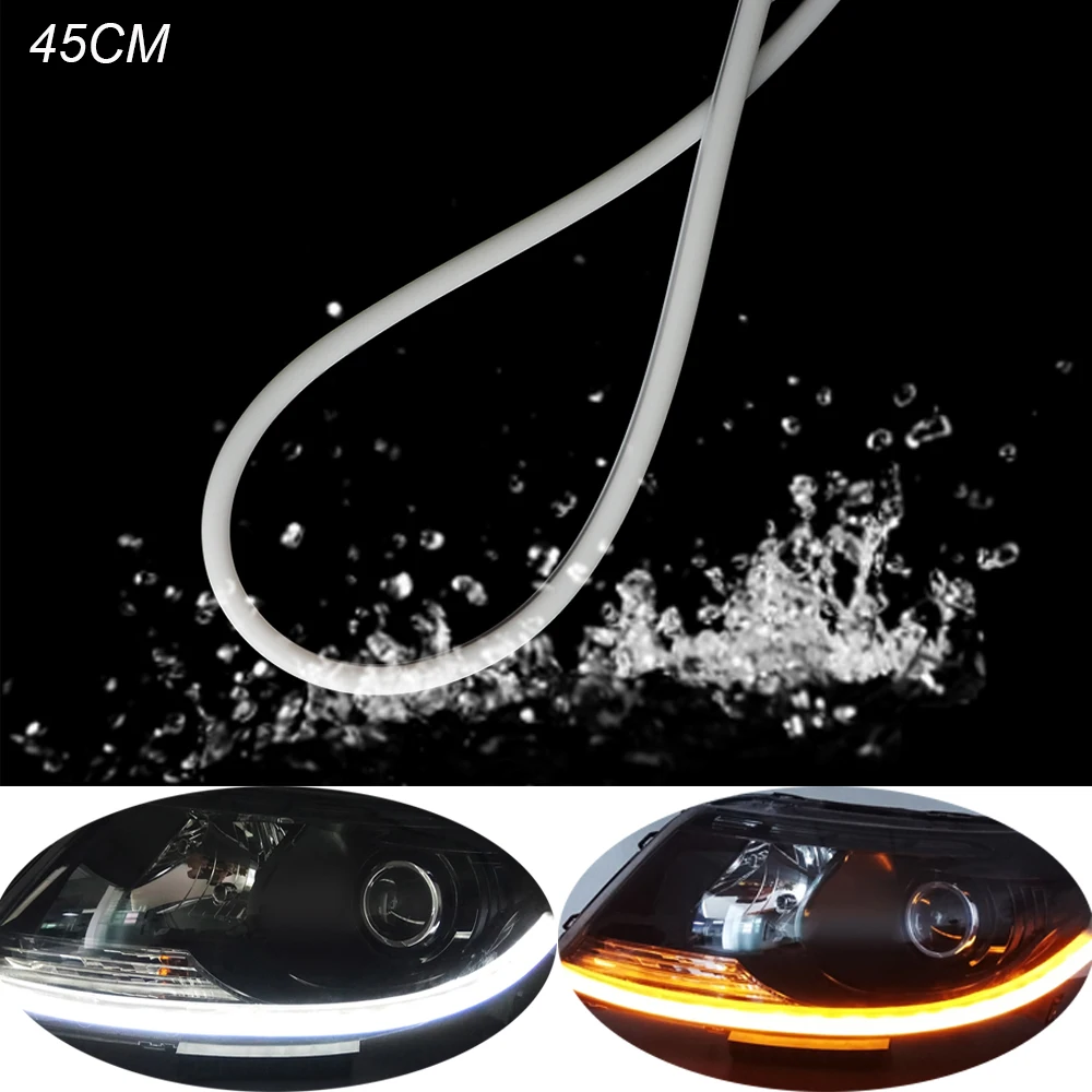 

45cm LED DRL Flashing Flowing Daytime Running Lights For Mercedes W212 AMG Sequential Turn Signals Flexible DRL LED Strip Light