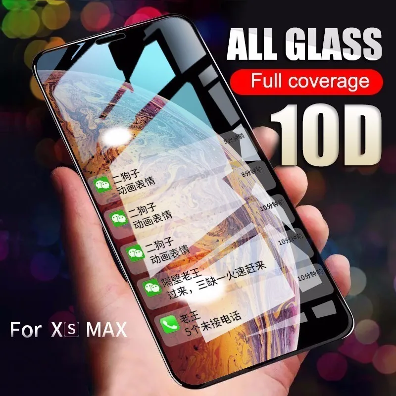 Защитное стекло 10D с полным покрытием для iPhone X XR XS Max 6s 7 8 Plus | Мобильные телефоны и