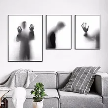 

Black and white portrait shadow abstract Nordic art canvas poster and print painting for living room home decor wall painting