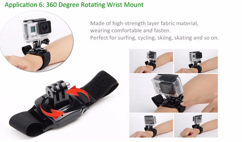 Gopro Accessories Set for Eken H9R For Gopro Hero 6 5 4S Mount Selfie stick Tripod For Yi 4K for Mijia Kit VP104F (12)