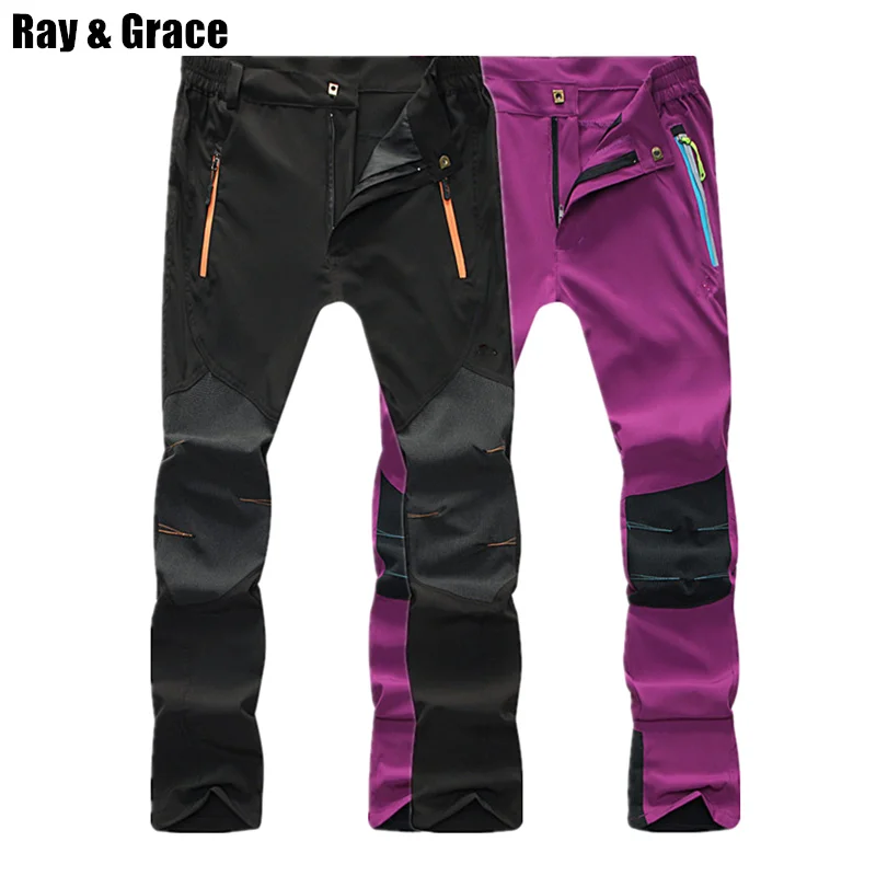 RAY GRACE pantalones de senderismo de los hombres de verano impermeable pantalones a prueba de viento elástico rápido seco Trekking pantalones para la pesca de las mujeres hombres otoño