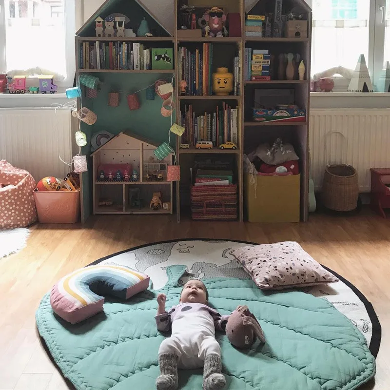 Ins Nordic Cotton Heart Shape Leaf Crawling Game Mat Baby Rugs Kids Carpet Children's Room Decoration (3)