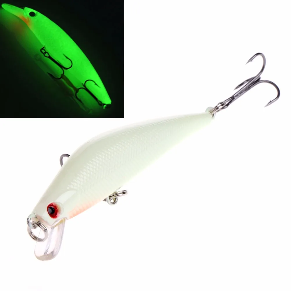 

3D Minnow Night Plastic Fishing Lure Crank Bait Hooks Bass Fish Crankbait Tackle