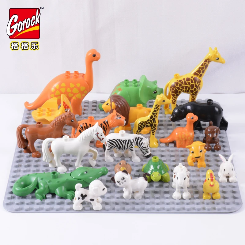 

GOROCK 28 Style Cute Animal Zoo Forest Farm Big Building Blocks Kids Toys DIY Set Brick Compatible with Duplo Christmas Gifts